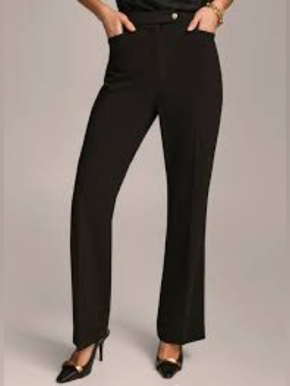 Donna Karan Black Straight-Leg Dress Pants 986